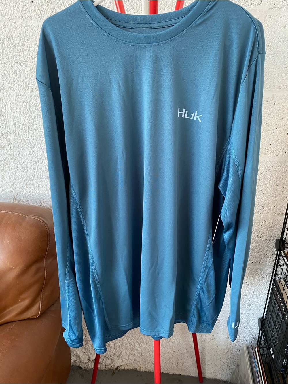NWT Huk Icon X Men's Long Sleeve Performance Fishing Shirt Blue XL